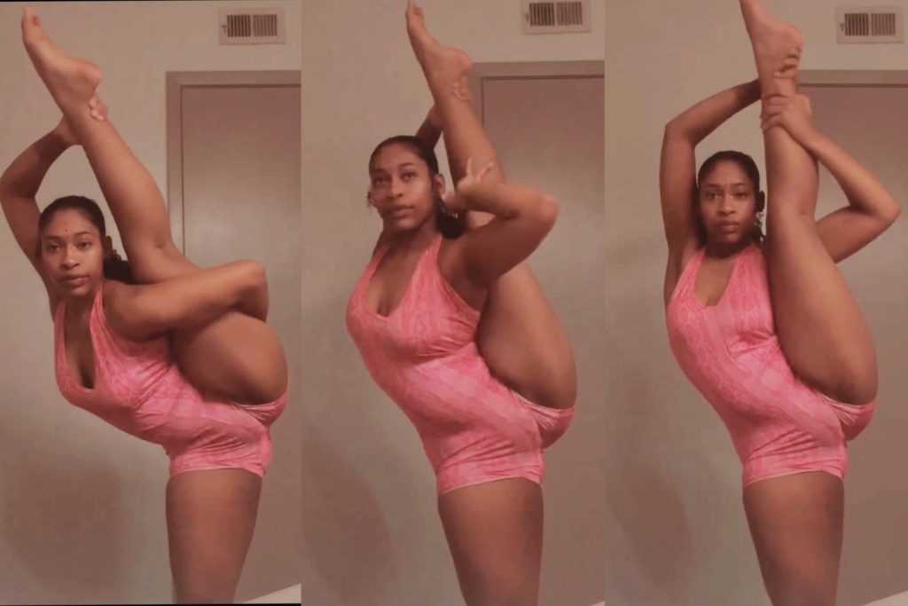 Lady Displays Energetic Workout Styles In Her Bedroom