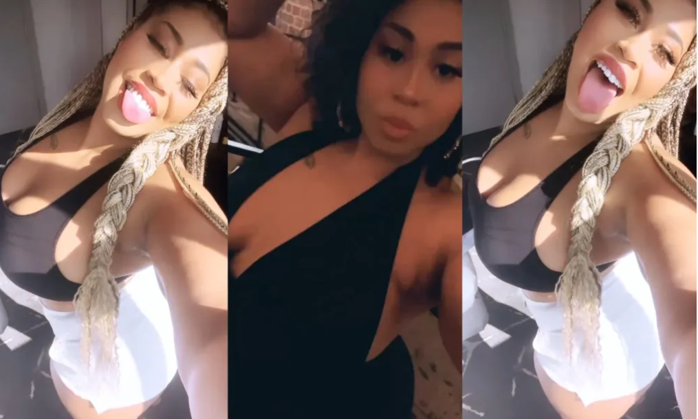 Lady shows off her beauty while admiring herself (Video)