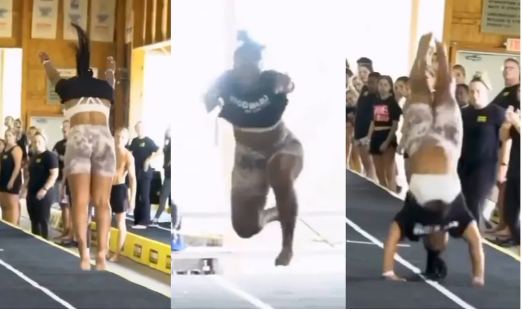 Watch this thick lady display her amazing acrobatics (Video)