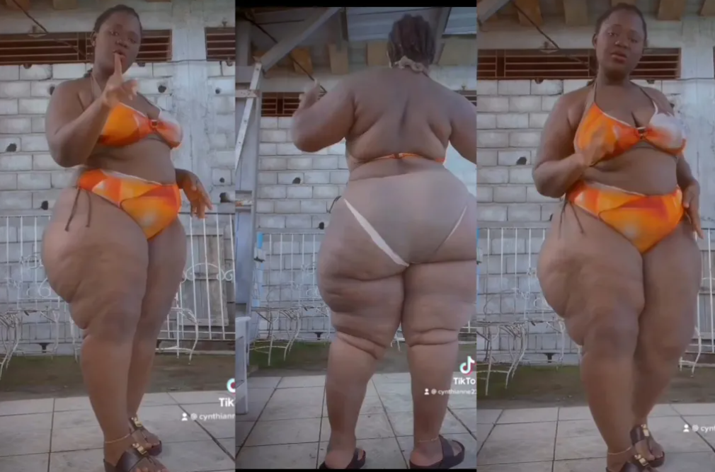 Black chubby lady joins the trend of curves show offs (Video)