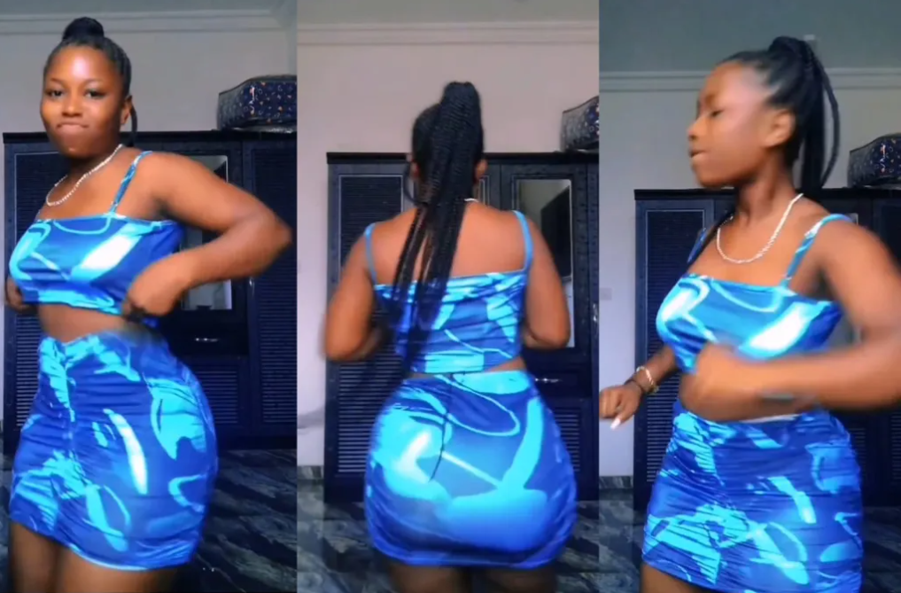Pretty lady happily shows off her dancing steps online (Video)