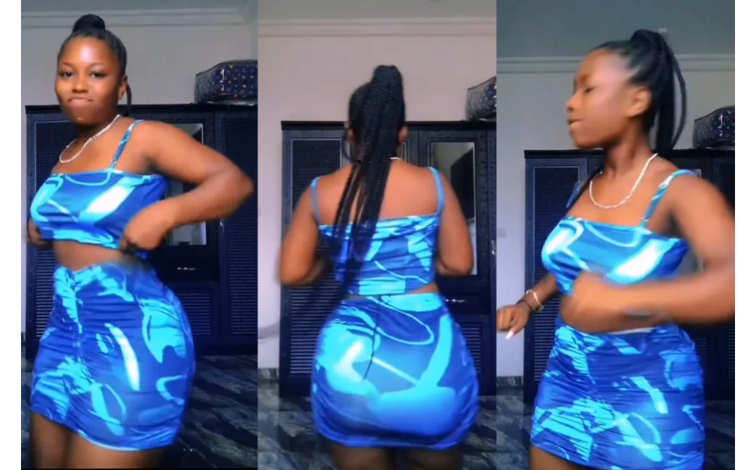 Pretty lady happily shows off her dancing steps online (Video)